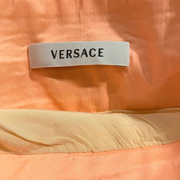 Gianni Versace One Shoulder Orange Metalic Paillette Trim Mini Dress 44 Medium - Picture 5 of 5